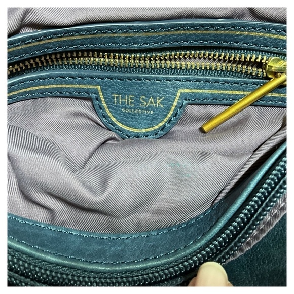 THE SAK COLLECTIVE Leather Trim Crochet Body Crossbody Bag Multi Pocket - Picture 5 of 11